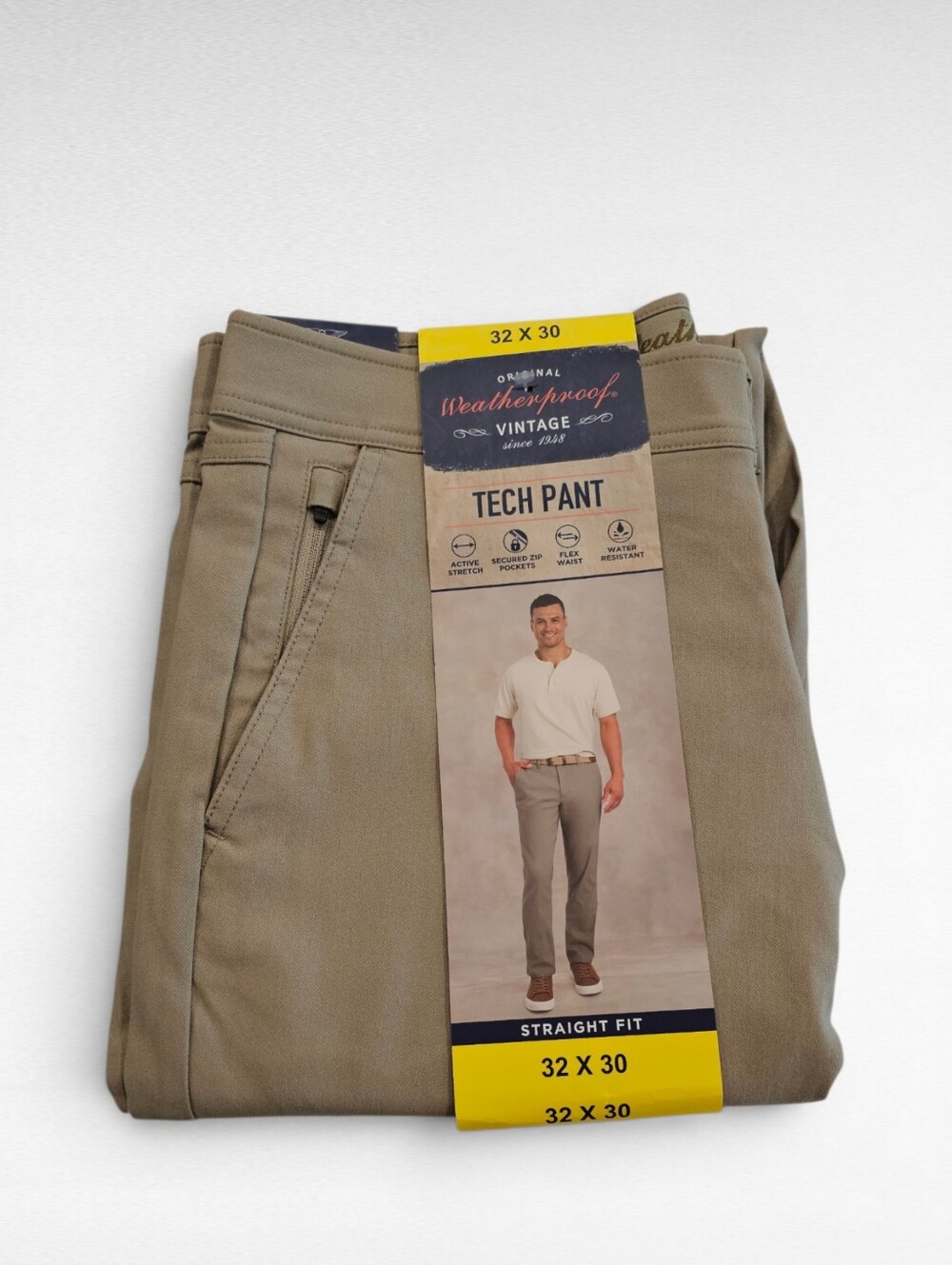 Original Weatherproof Vintage Straight Fit Tech Pants Tan 32 x 30